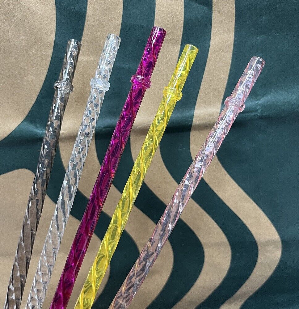 5pcs New Starbucks 10.5 inch Reusable Plastic Corrugated Straw for Venti Tumbler