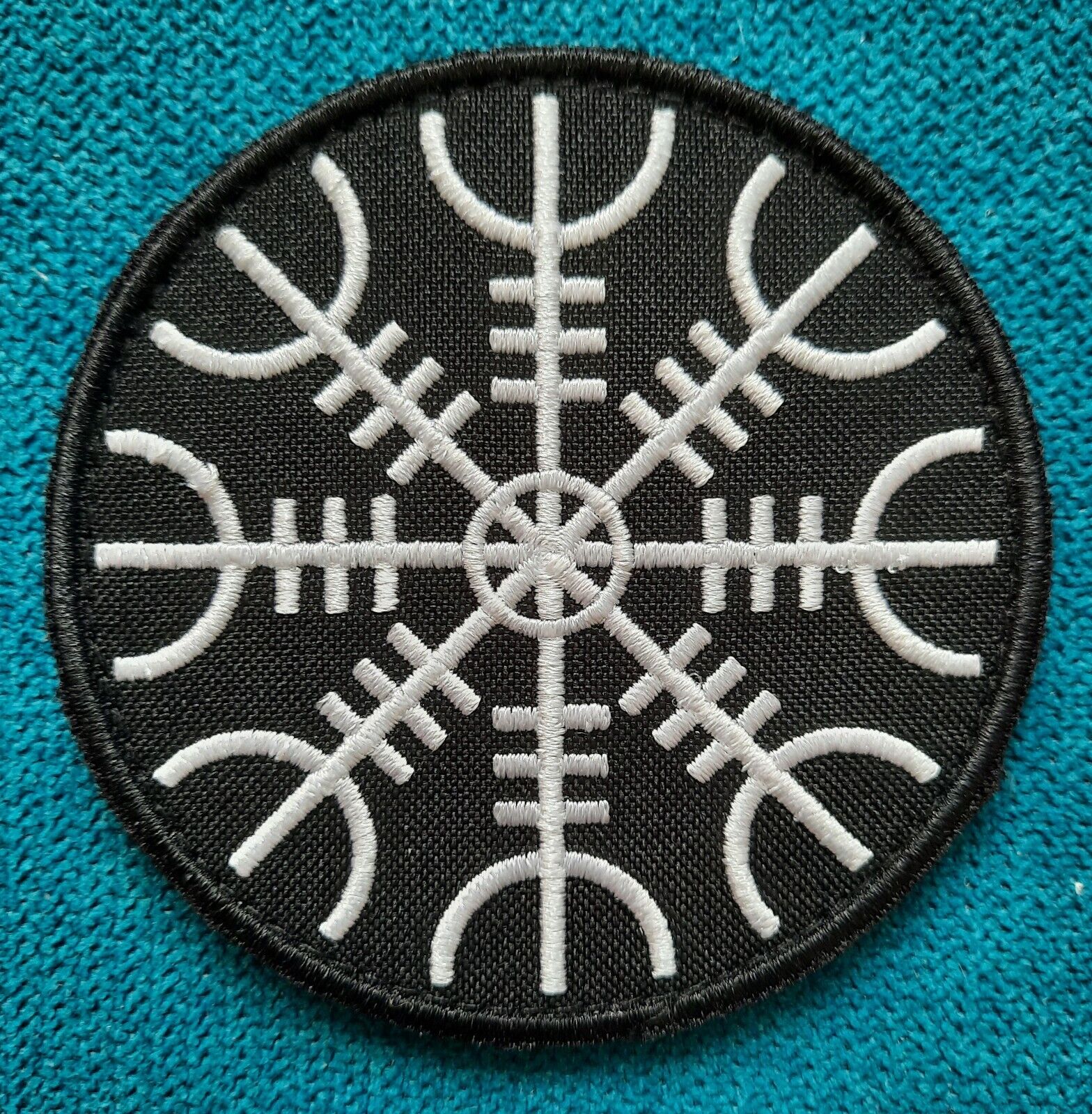 viking compass morale patch vegvisir embroidered icelandic norse rune hook&loop