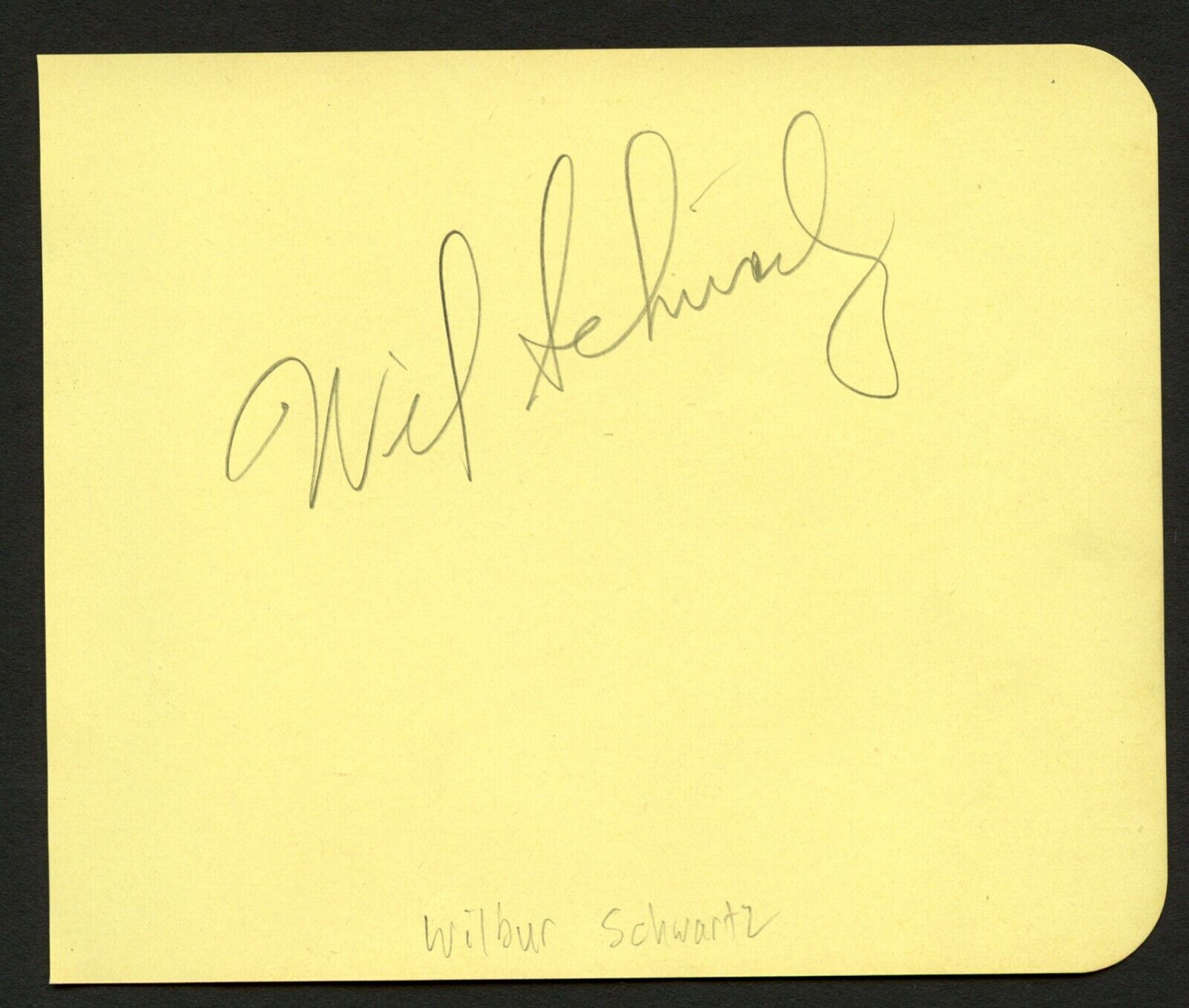 Wilbur Schwartz d1990 signed autograph 4x5 Album Page Glenn Miller Orchestra
