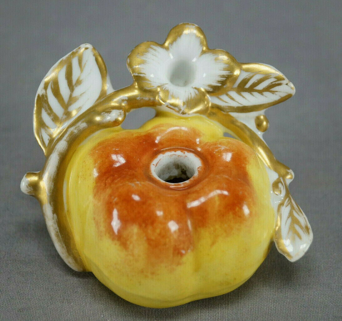 Old Paris Hand Painted Apple & Blossom Rococo Revival Inkwell Circa 1830-1860 A
