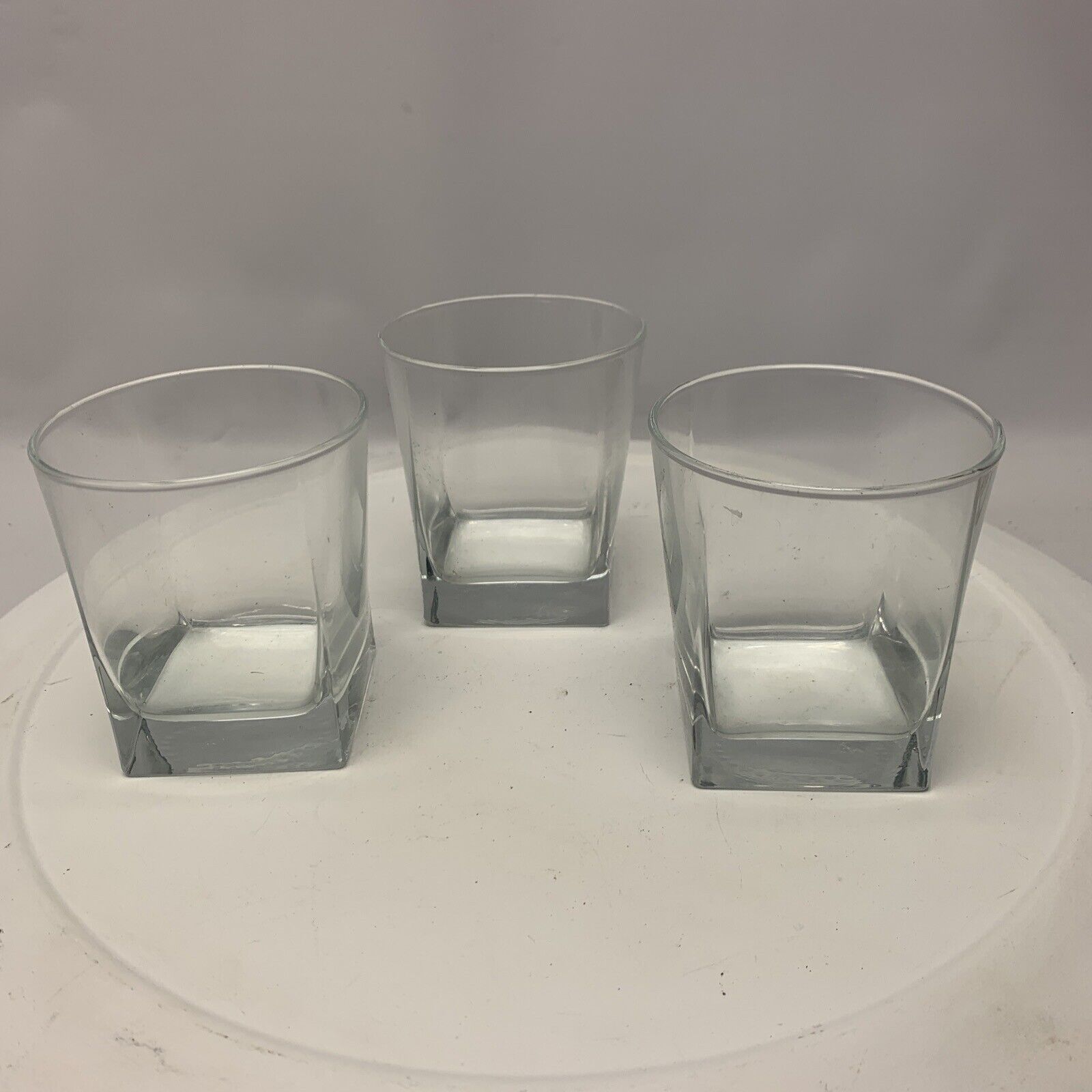 Plain Heavy Glass Square /Old Fashion-Highball Glasses, 8 Oz Set Of 3 ~3.5” Tall