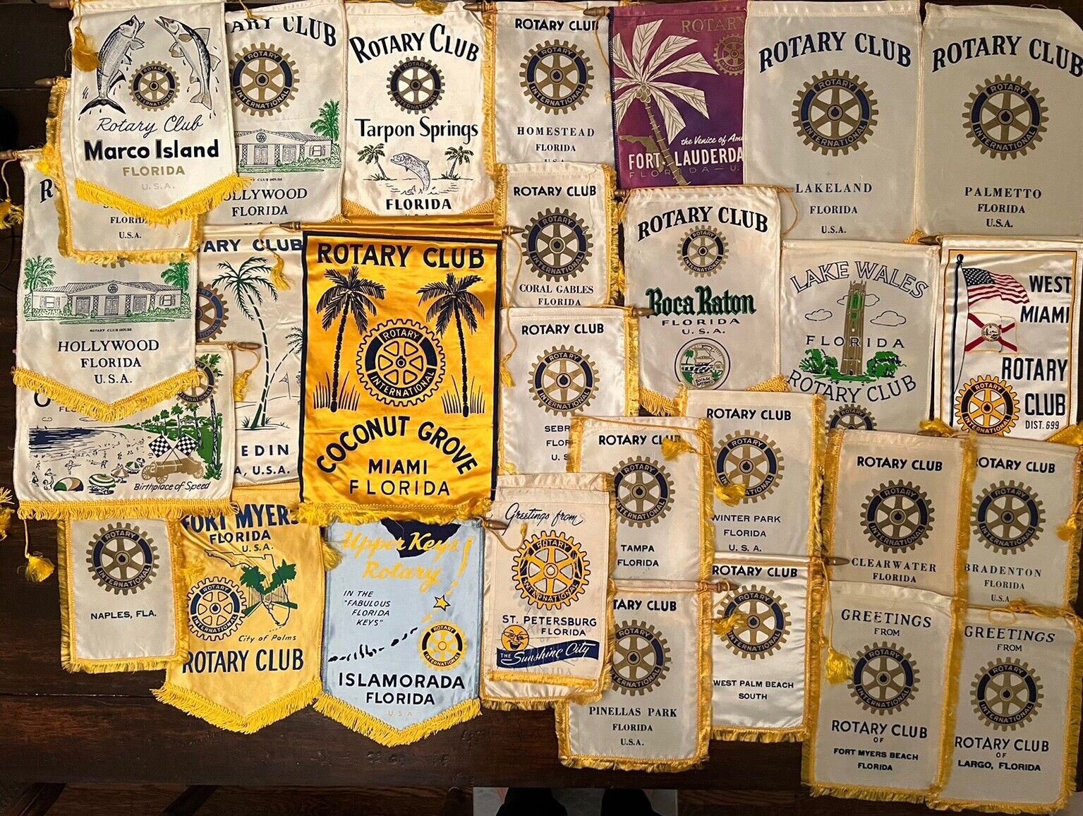 Florida Rotary Club International Flag Banner Lot Of 32x Vintage