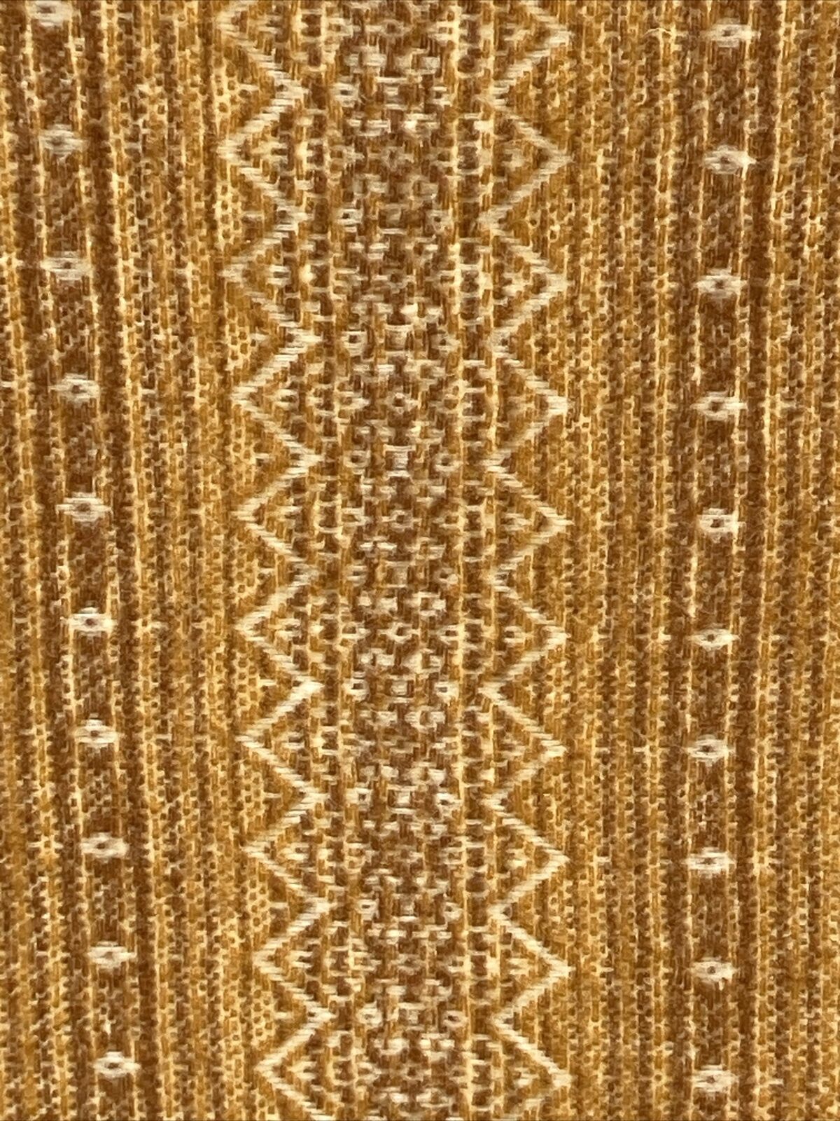 Vtg Amana Woolen Mills Blanket Retro Chevron Nordic Gold Brown Wool 58x68”