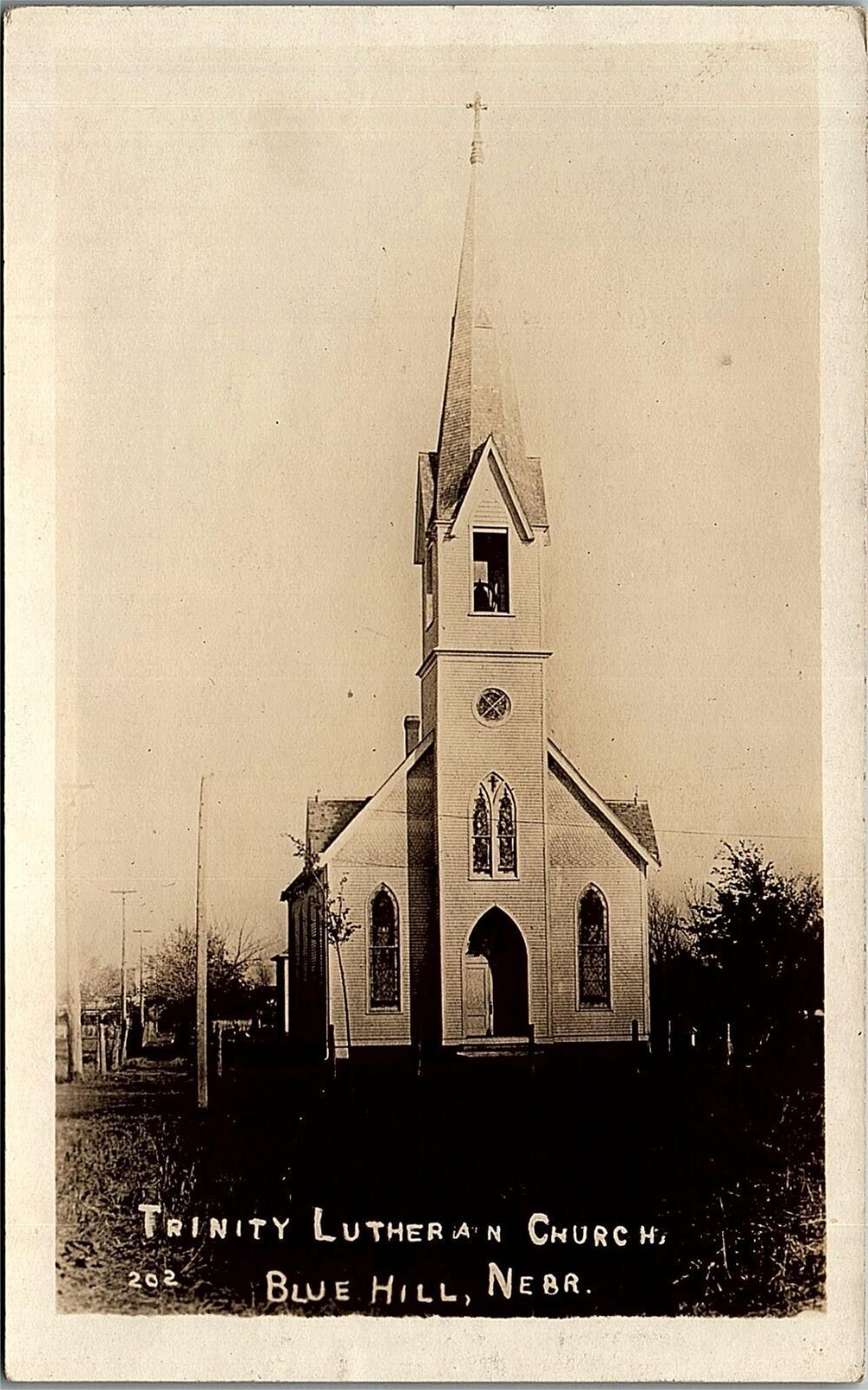 c1910 BLUE HILL NEBRASKA TRINITY LUTHERIAN CHURCH RPPC PHOTO POSTCARD 36-47