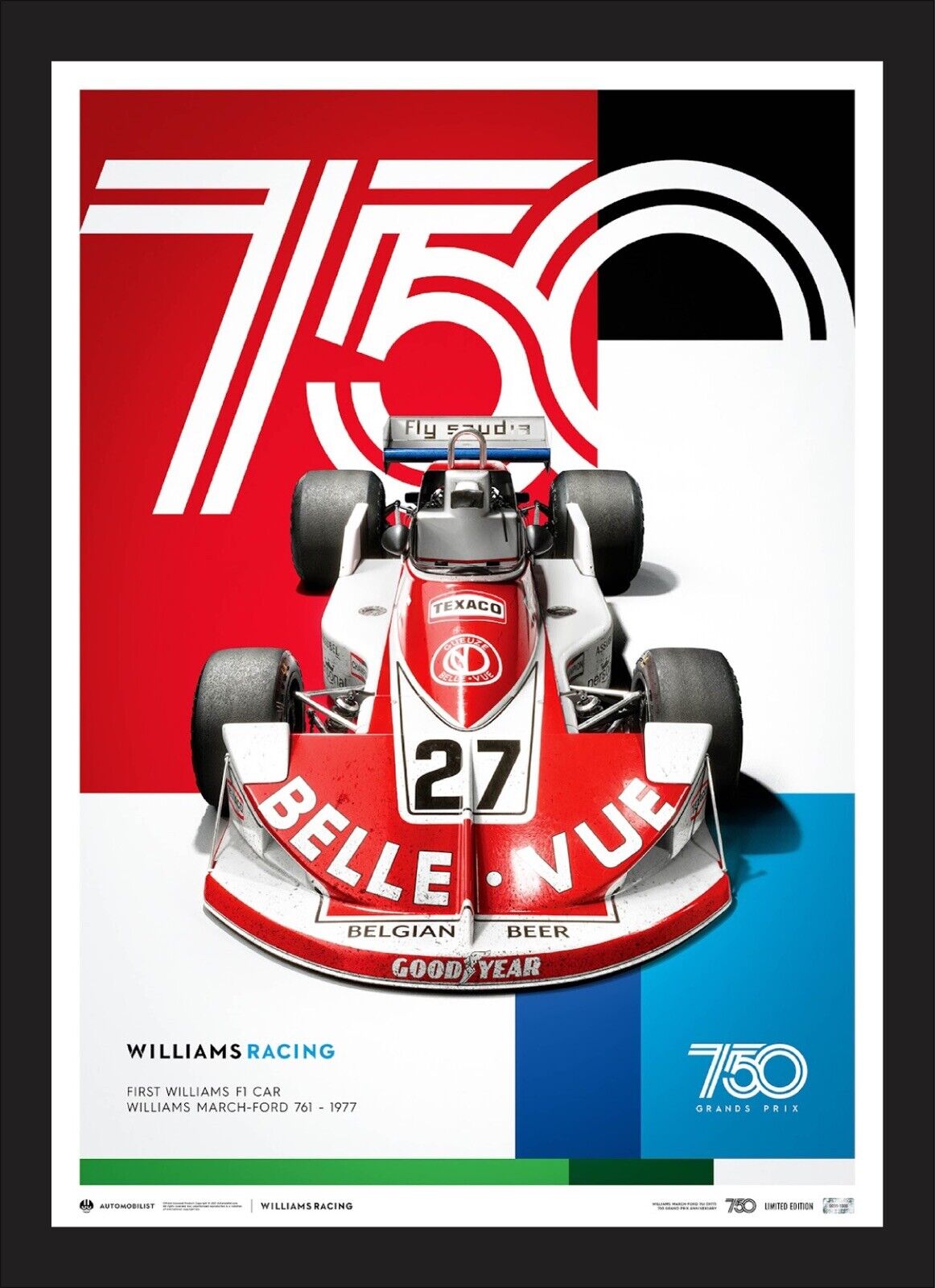 Williams 1977 March-Ford 761 750th Grand Prix Formula 1 Race F1 Poster LE 1000