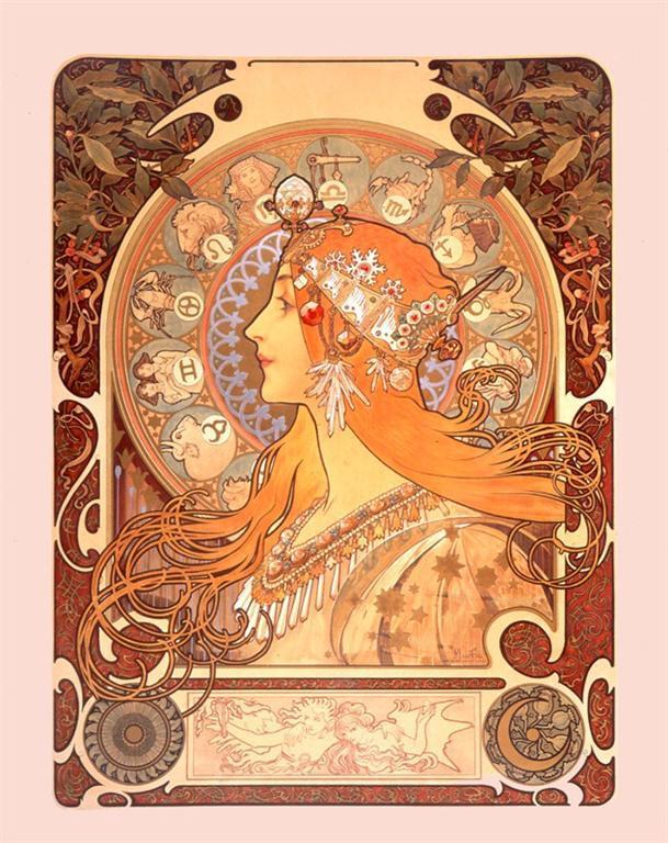 Alphonse Alfons Mucha Art Nouveau Deco Zodiac Picture Star Sign Poster Print