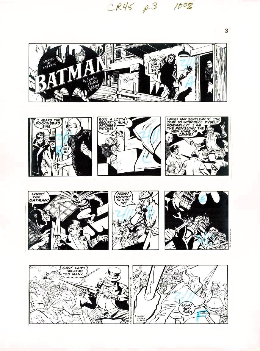 CARMINE INFANTINO BATMAN vs PENGUIN CR #45 ORIGINAL PRODUCTION ART PAGE COMIC