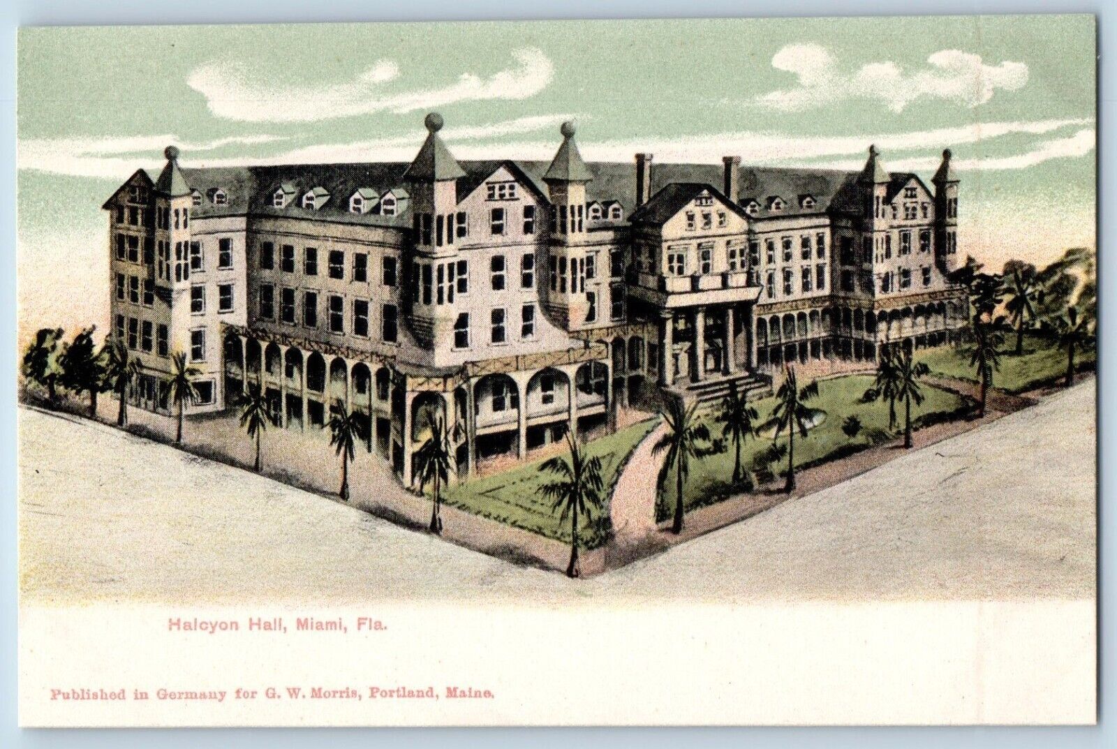 Miami Florida FL Postcard Halcyon Hall Exterior Building c1905 Vintage Antique