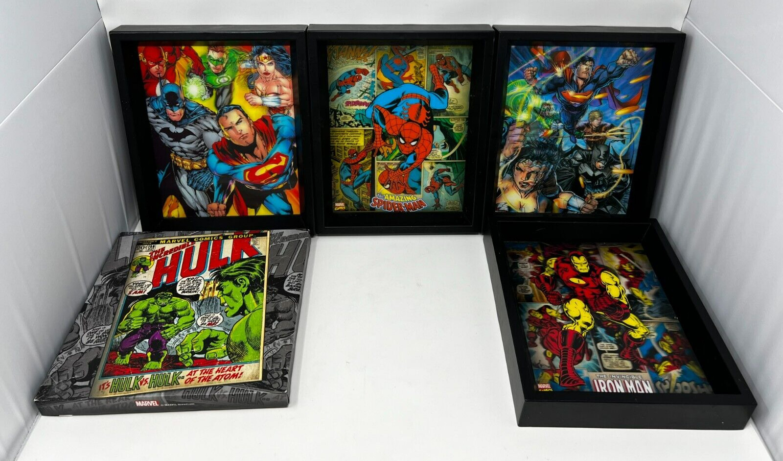 Set Of 4 Marvel And Dc Hobby Lobby Lenticular Art Framed 9 x 11