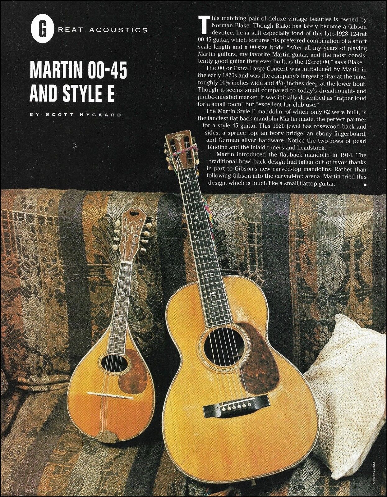 1928 Martin 00-45 vintage acoustic guitar & 1920 Style E mandolin article photo