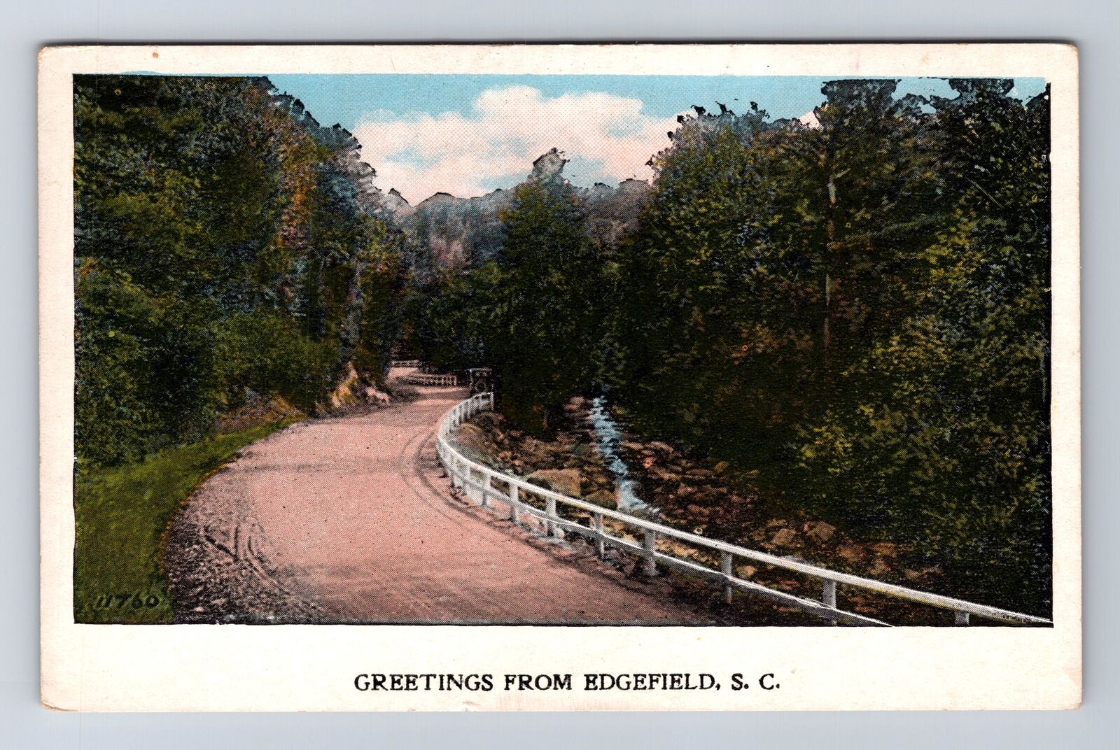 Edgefield SC-South Carolina, General Greetings, Scenic Road, Vintage Postcard