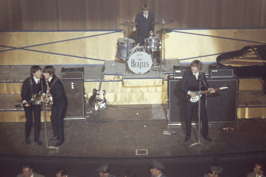 The Beatles great shot on stage performing in USA mid 1960's 24x36 inch Poster