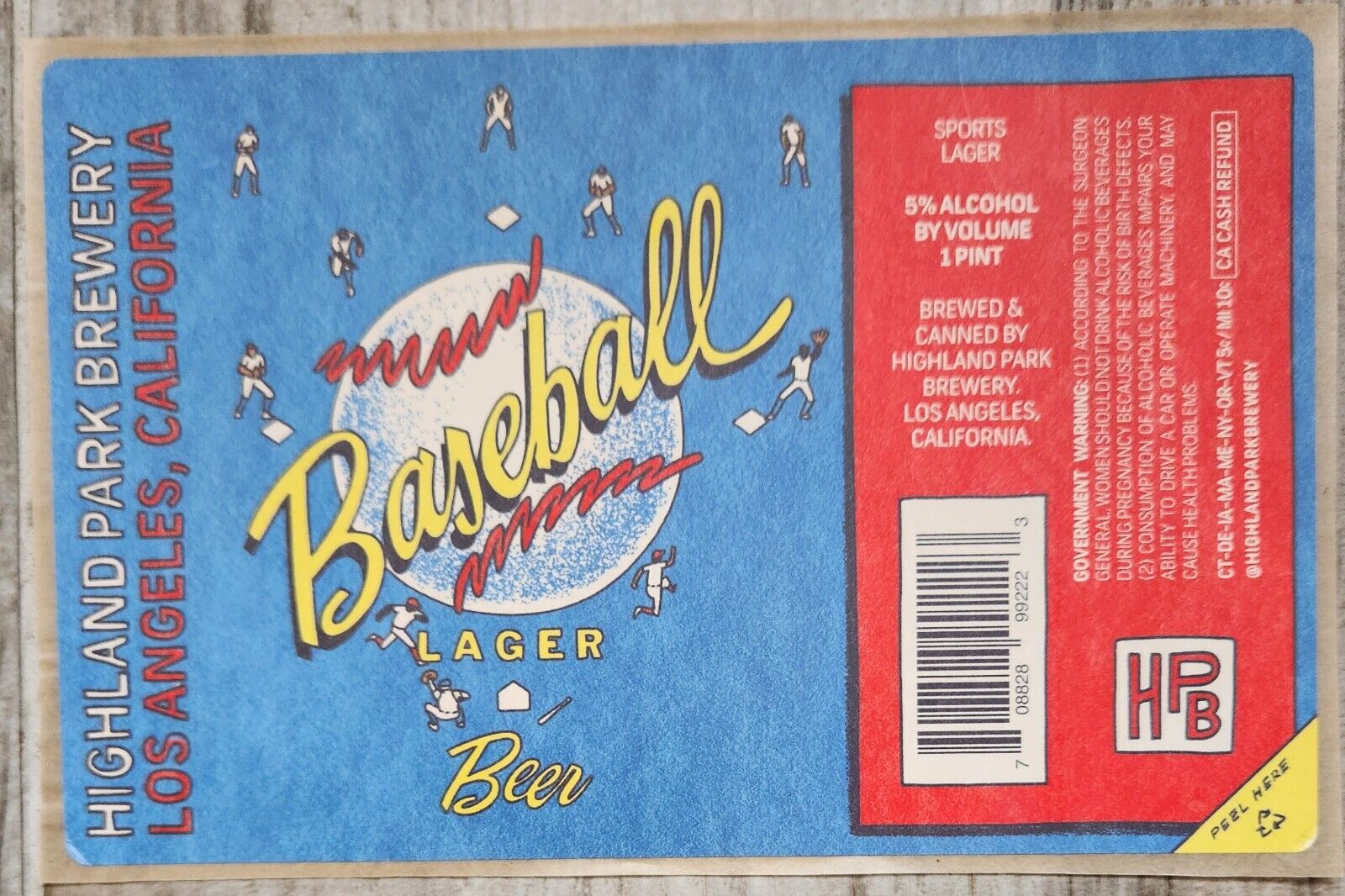 Highland Park Brewing Baseball Lager Beer Collectible Beer Sticker Label 