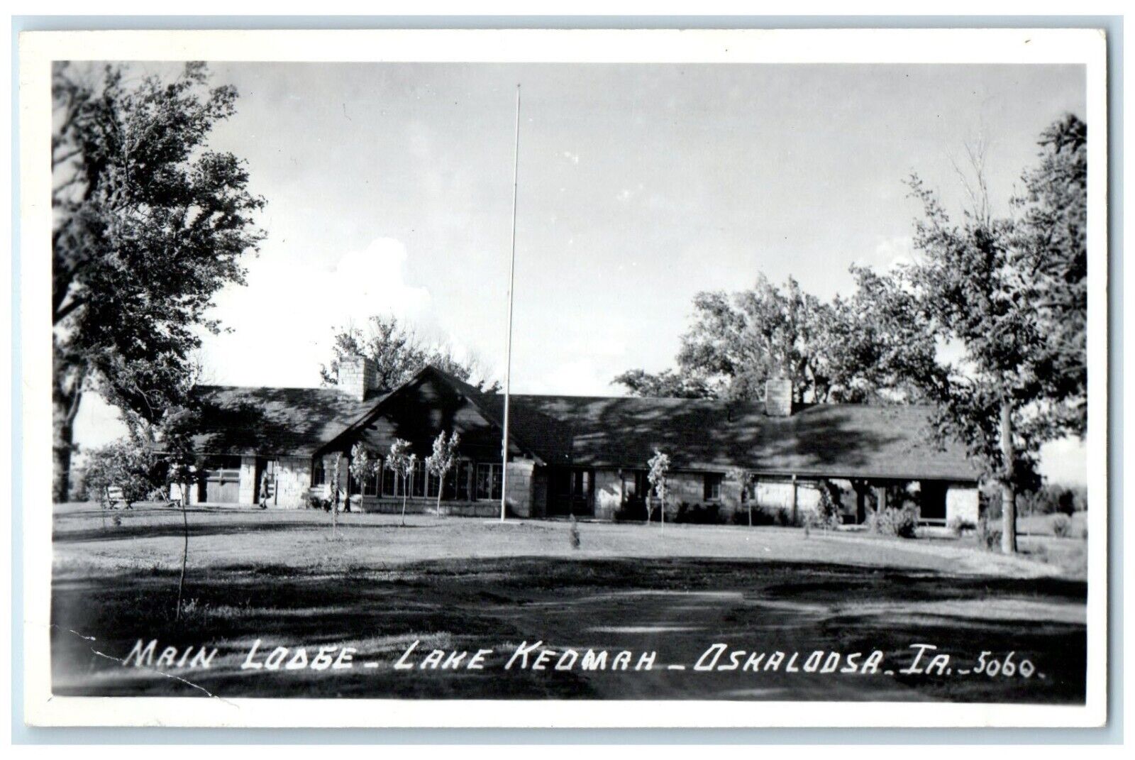 c1940's Main Lodge Lake Kedmah Oskaloosa Iowa IA RPPC Photo Vintage Postcard