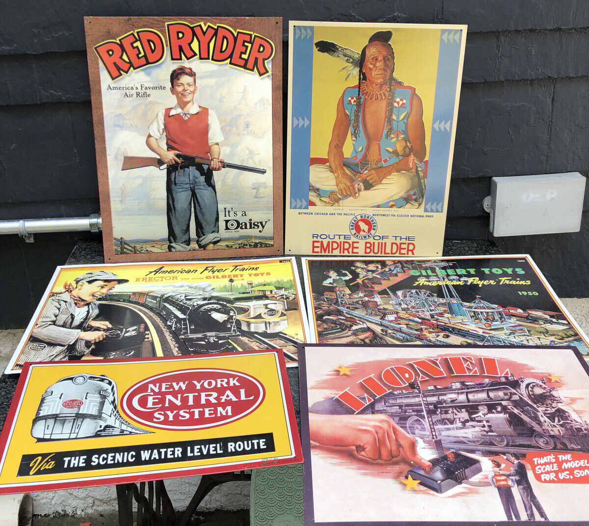 Lionel / American Flyer+ Reproduction Advertisement Trains metal Signs Lot of 6