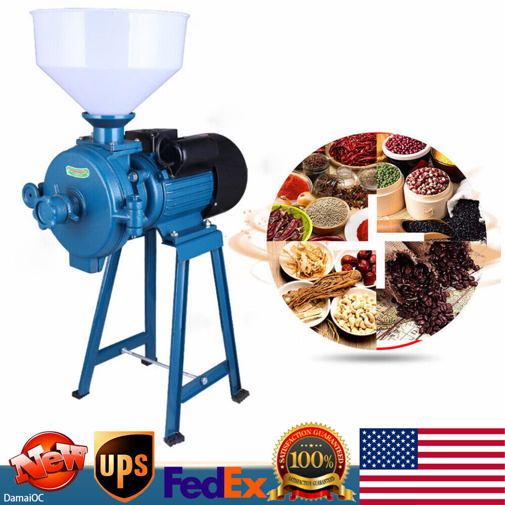 Dry Electric Mill Grinder Flour Cereals Corn Grain Coffee Wheat Feed 110V 2200W