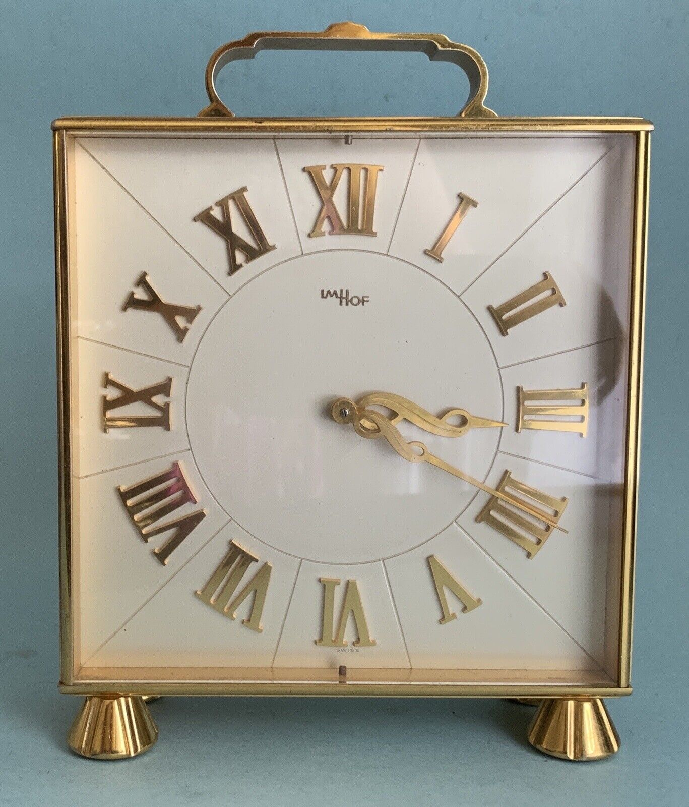 VINTAGE-IMHOF-ART DECO STYLE-DESK CLOCK-15 JEWELS-SWISS-WORKING-ACCURATE TIME