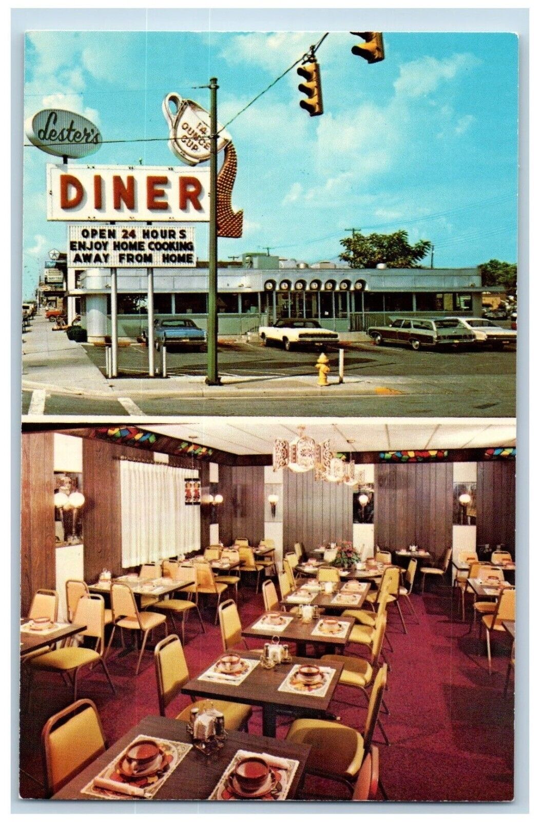 Lester's Diner In Bryan O Restaurant Fort Lauderdale FL, Dual View Postcard