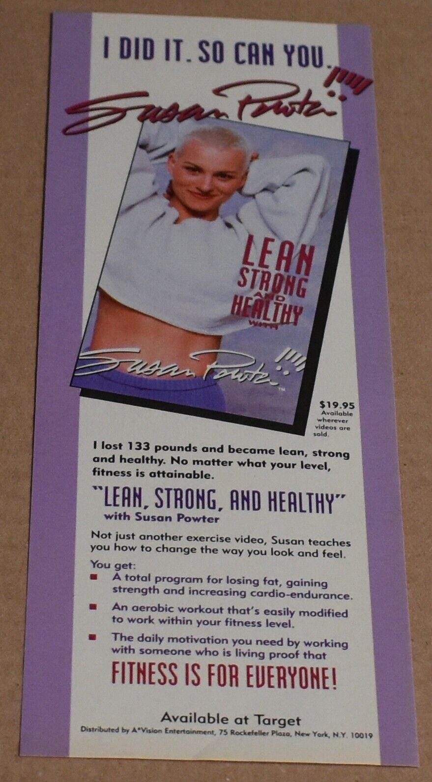 1993 Print Ad Susan Powter Lean Strong Healthy Fitness Workout Exercise art hair