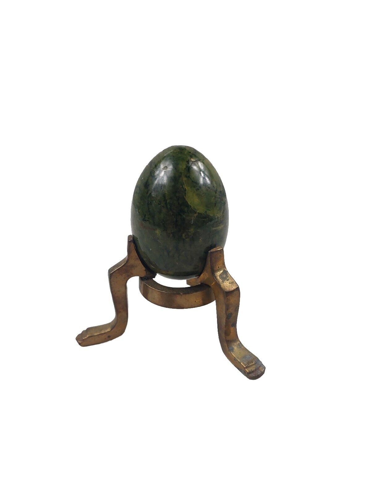 Vintage Small Decorative Egg With Brass Stand Easter Spring 4\