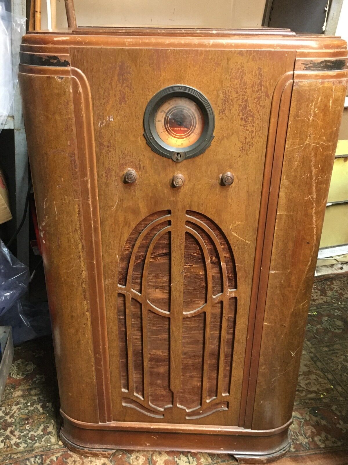 Antique Stewart Warner Shortwave Air Craft Tube Radio Tomb Stone 39in  Works