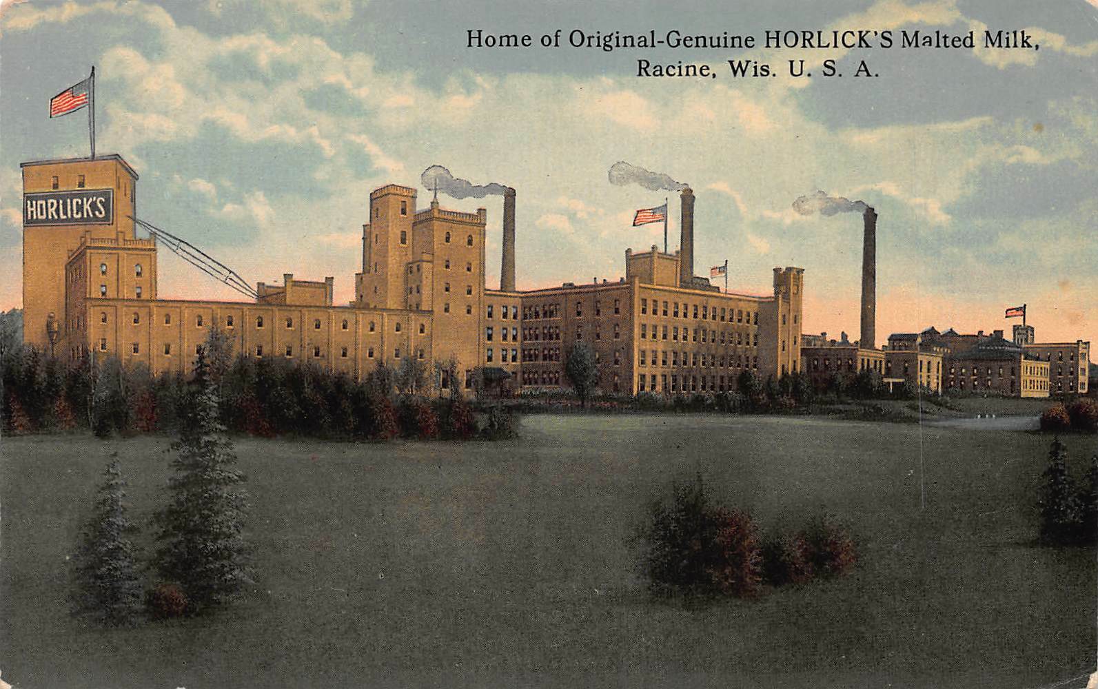 Home of Horlick's Malted Milk, Racine, WI, Early Postcard, Used with Precancel