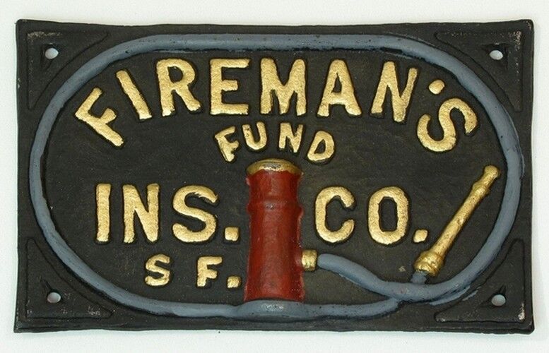 Antique-Replica Cast Iron Fireman\'s Fund Ins. Co. SF. 7-3/4\