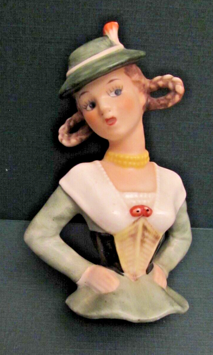 Vintage 1950\'s Goebel Porcelain Half Doll Tyrolean Alpine Girl Figurine Na35