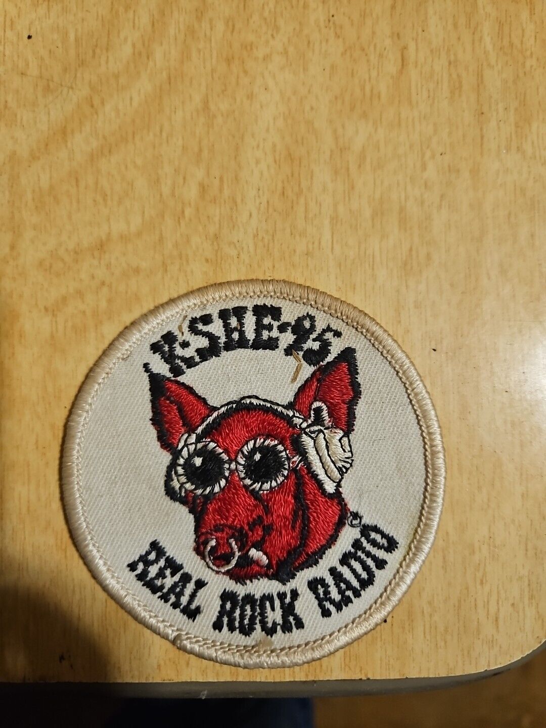 Vintage 1970s K-SHE 95 Real Rock Radio Patch- Original Sweetmeat Pig
