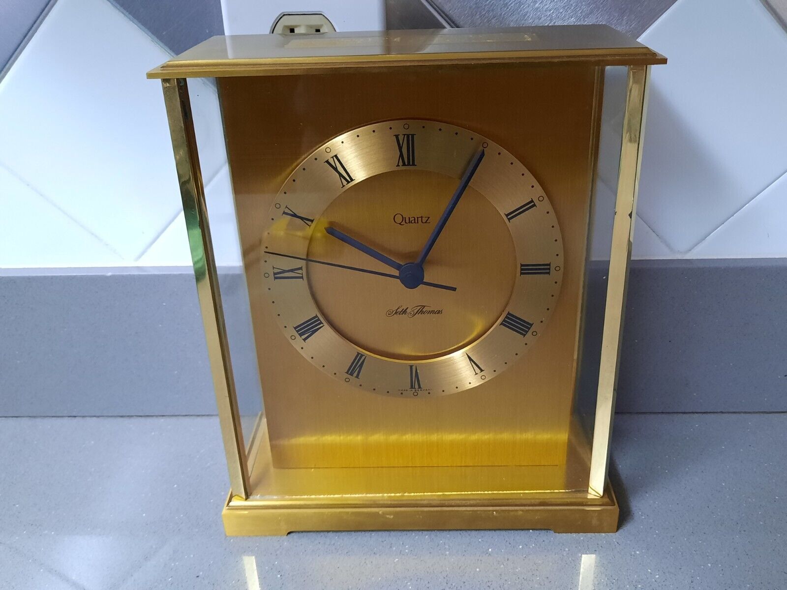 Vtg Seth Thomas “Dedication” Brass Glass Carriage Clock No 162C Quartz Tested