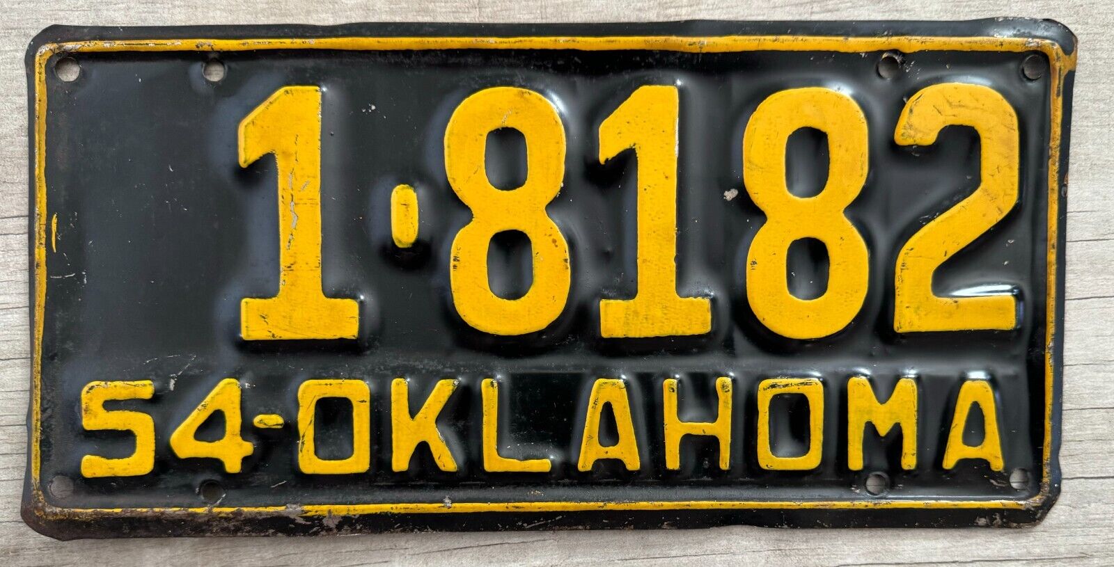 1954 Oklahoma License Plate - Nice Original Paint