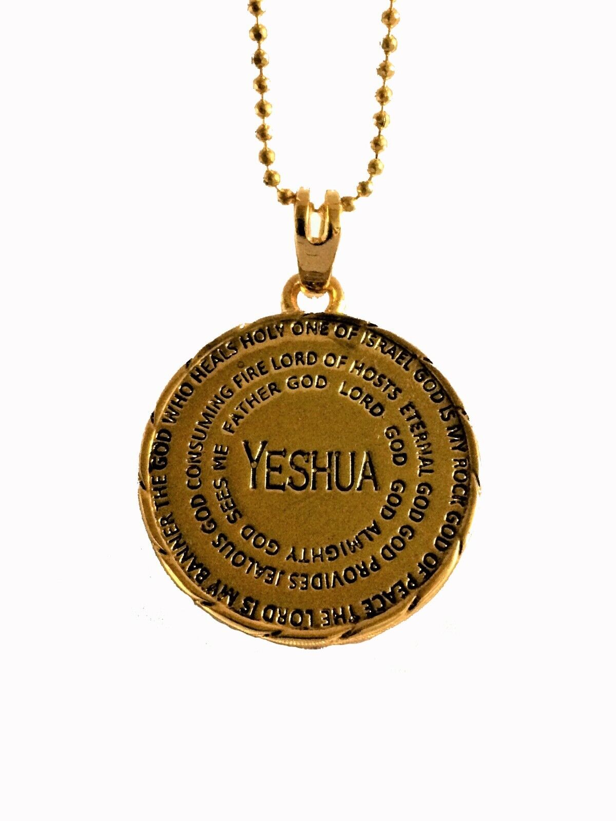 Gold Plated Yeshua Medallion Names of God Pendant Necklace