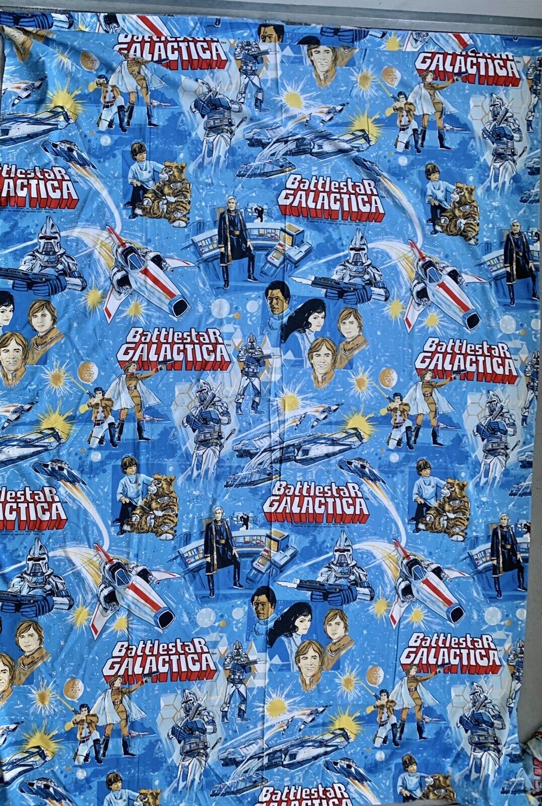 Vintage Battlestar Galactica Twin Fitted Bed Sheet, Flat And Pillowcases. 1978
