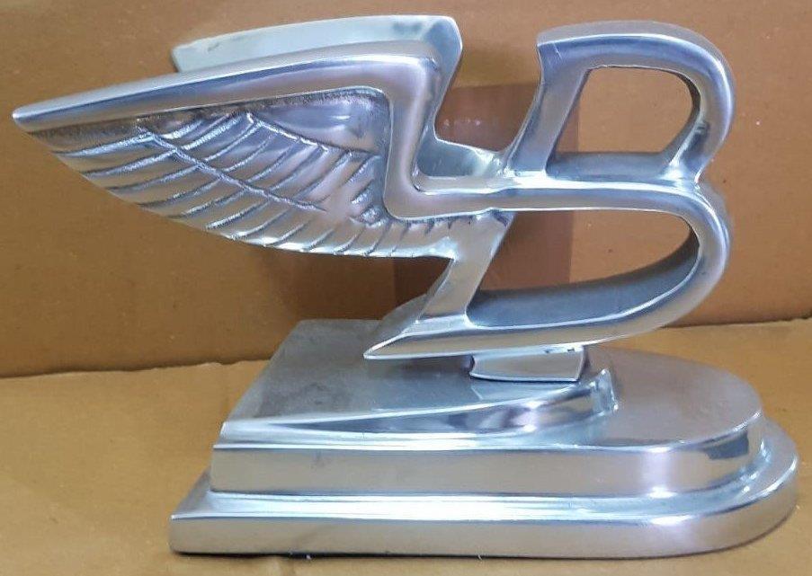 Polished Aluminium Flying B BENTLEY Hood Emblem Mascot - Deskstand