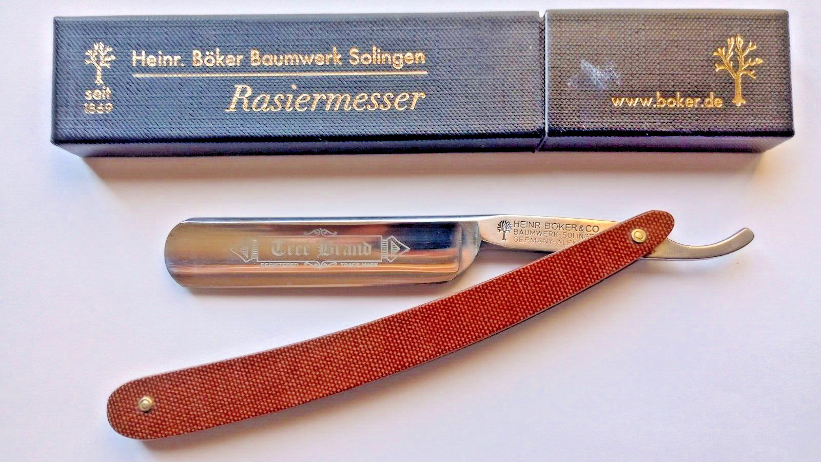 H BOKER Tree Brand Vintage Razor 5/8 Blade Micarta Scales Germany