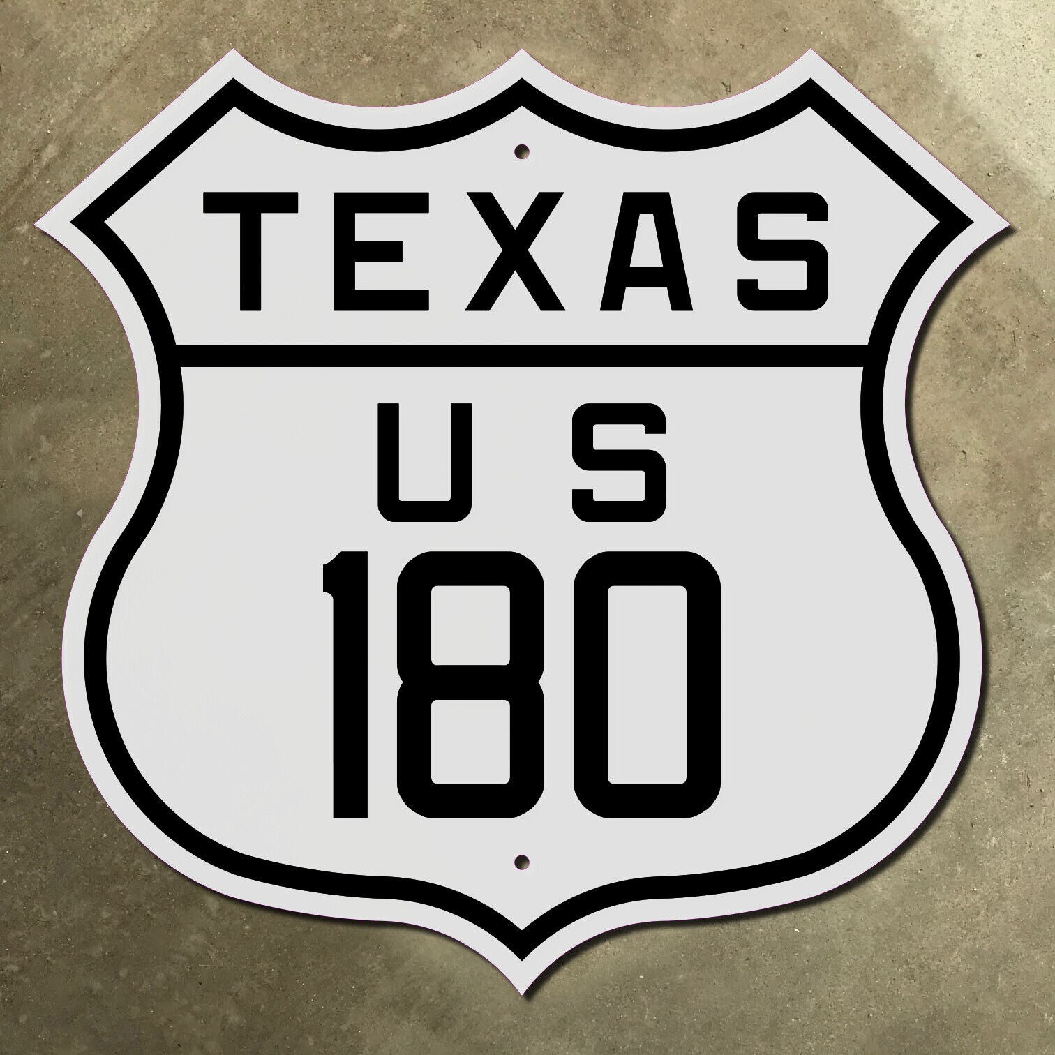 Texas US highway 180 El Paso Snyder Fort Worth route shield 1926 road sign 12x12