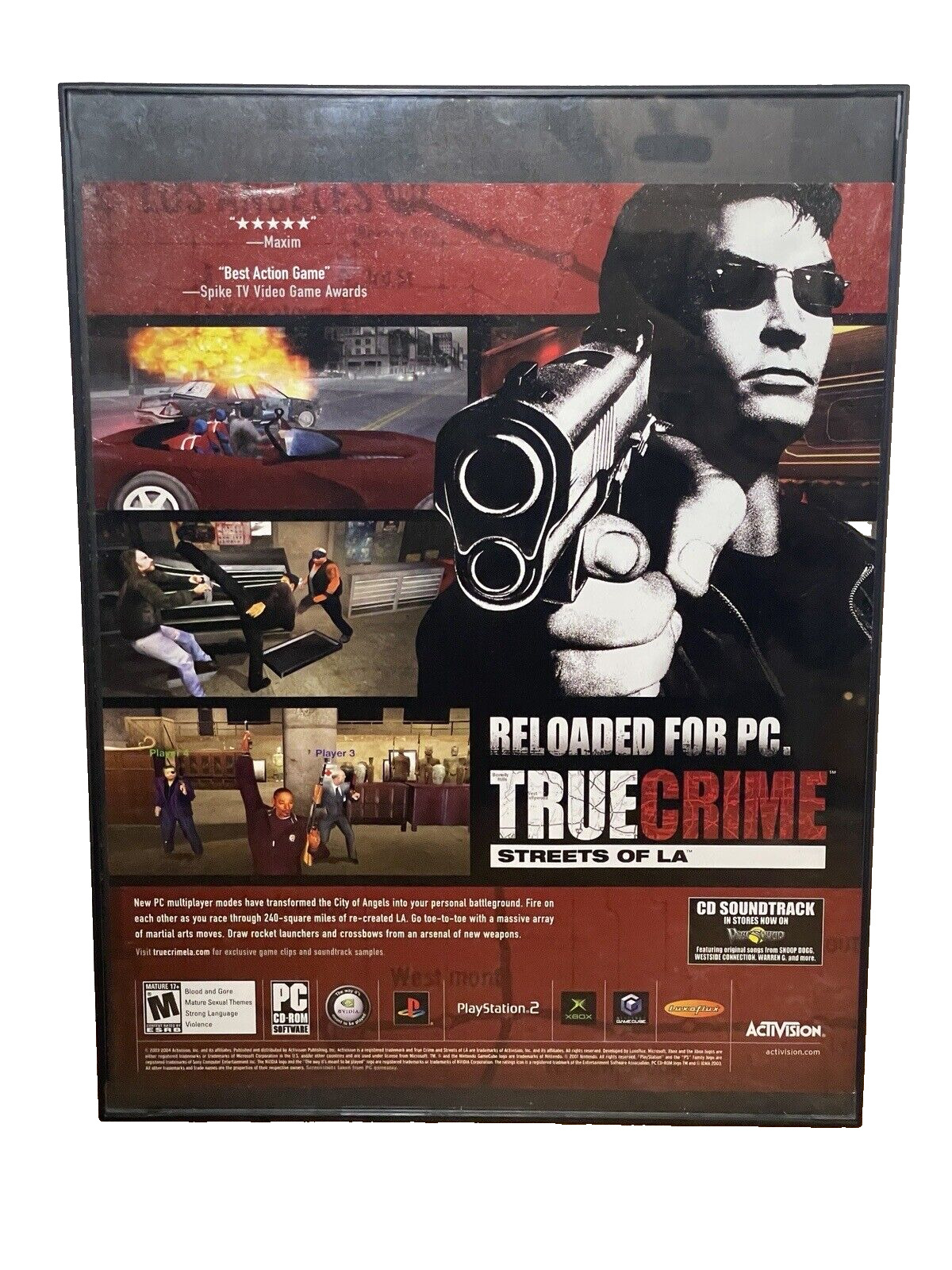 True Crime Streets of L.A. PS2 Xbox PC 2003 Vintage Print Ad Official Art Framed
