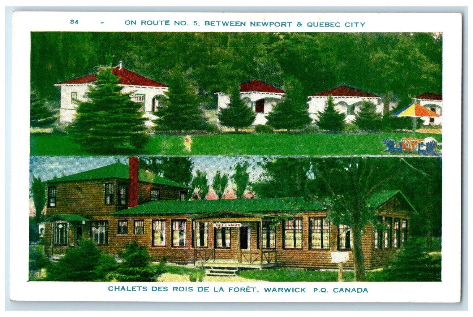 c1950's Chalets Des Rois De La Foret Warwick Quebec Canada Multiview Postcard
