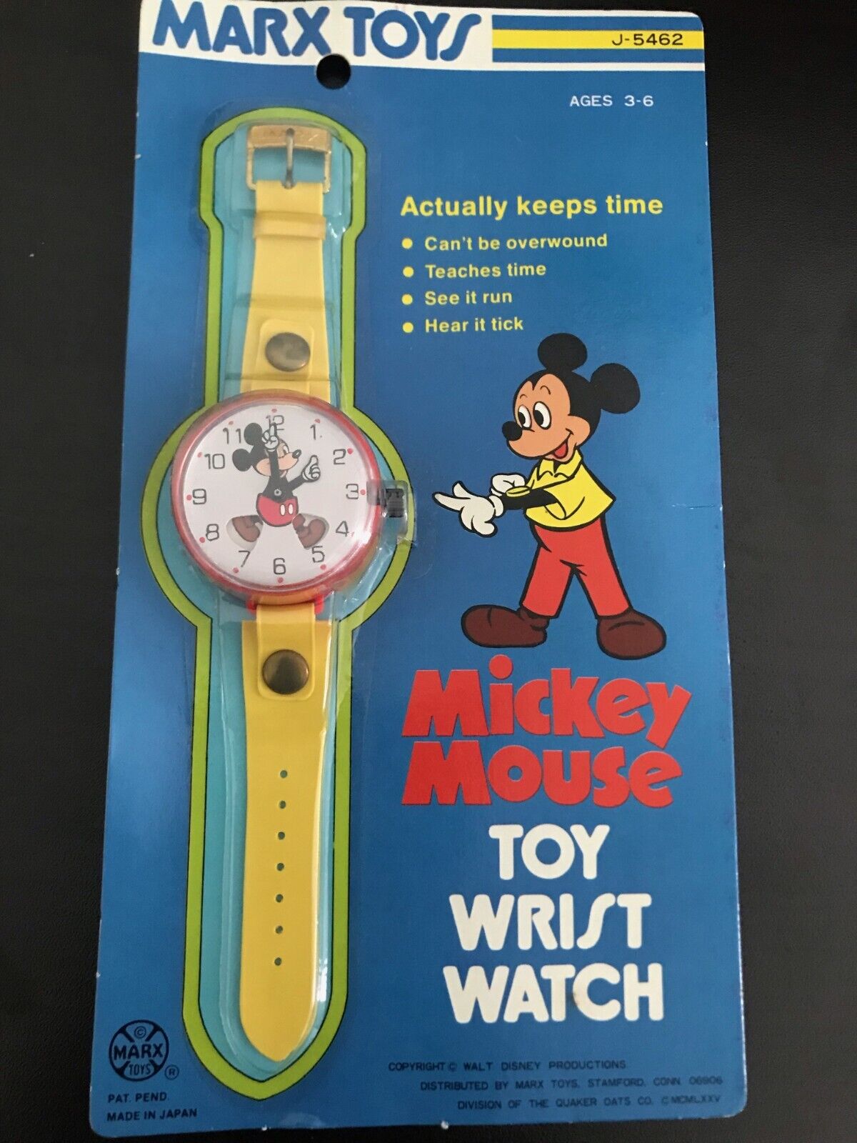 Vintage 1977 Marx Toys Mickey Mouse Toy Wrist Watch New In Box - Factory Sealed