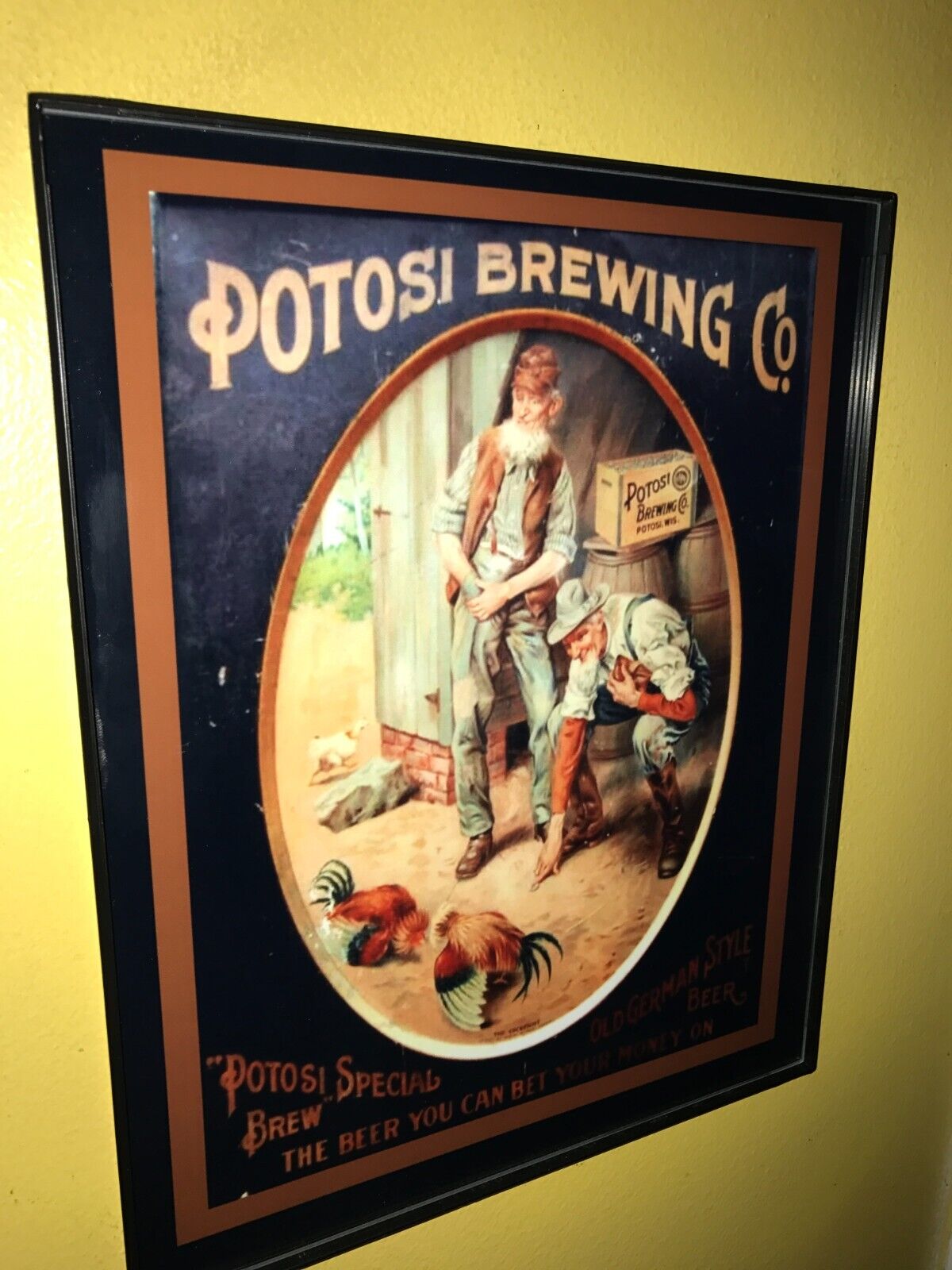 Potosi Brewing CO Cock Fight Beer Bar Man Cave Advertising Sign