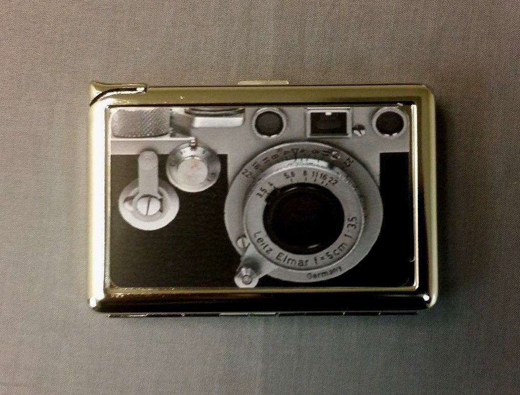 Vintage Retro Camera Image Cigarette Case with lighter ID Holder Wallet D 01