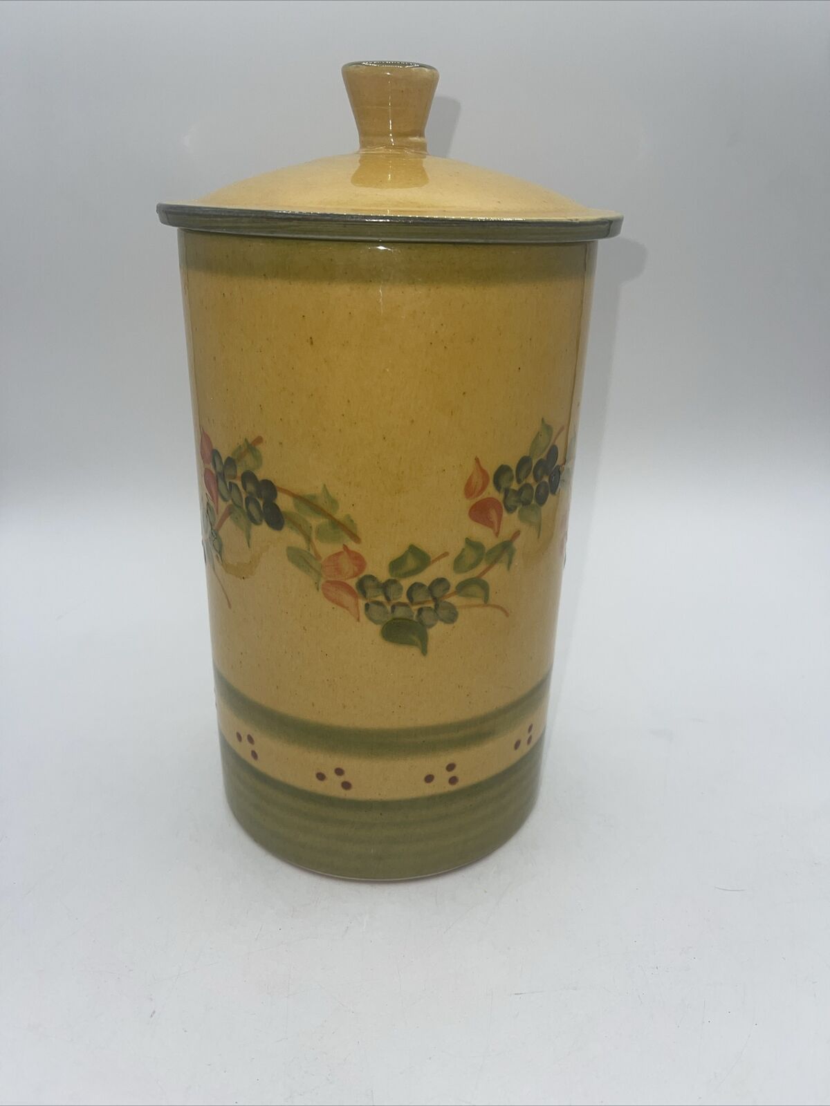 Terre e Provence Pottery 9.5 in Tall Canister, Crock, Handmade & Hand Painted