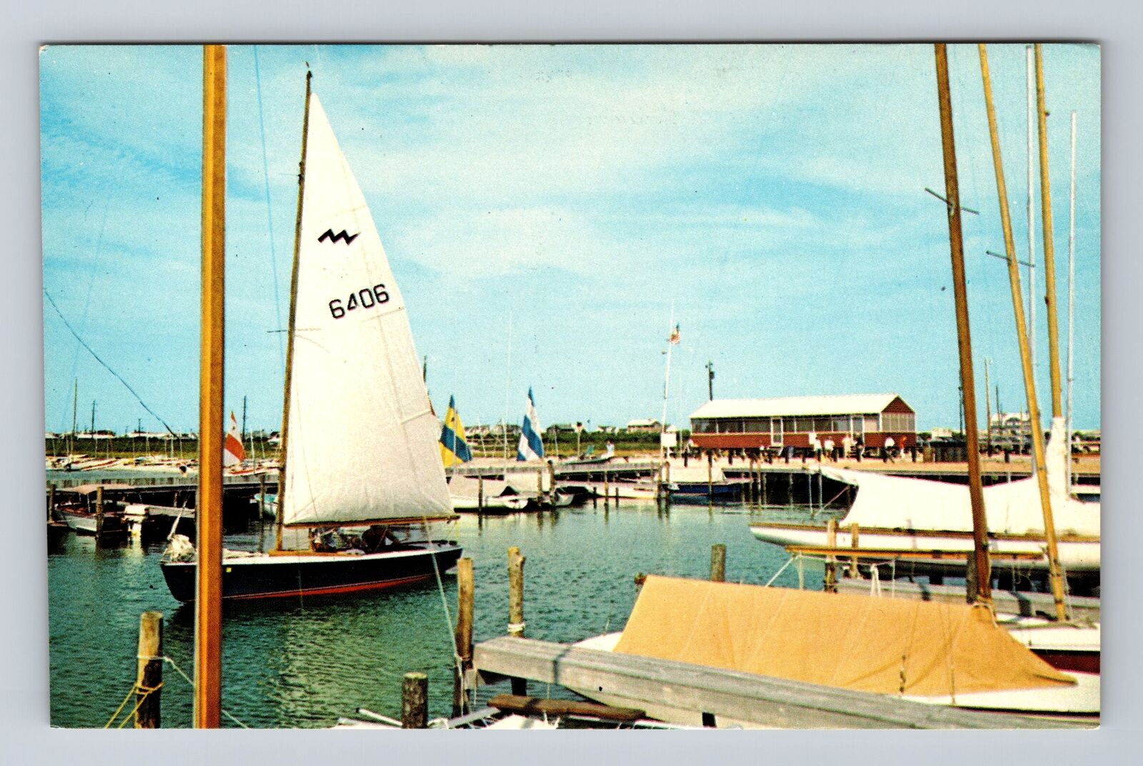 Dewey Beach DE-Delaware, Setting Full Sail from Harbor, Vintage Postcard
