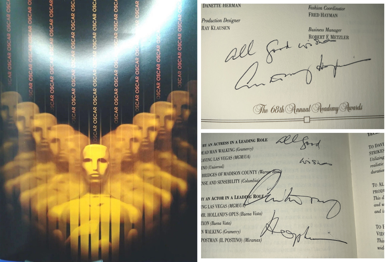 Anthony Hopkins ~ Signed Autographed 1996 The Oscars Awards Program x2 ~ JSA LOA