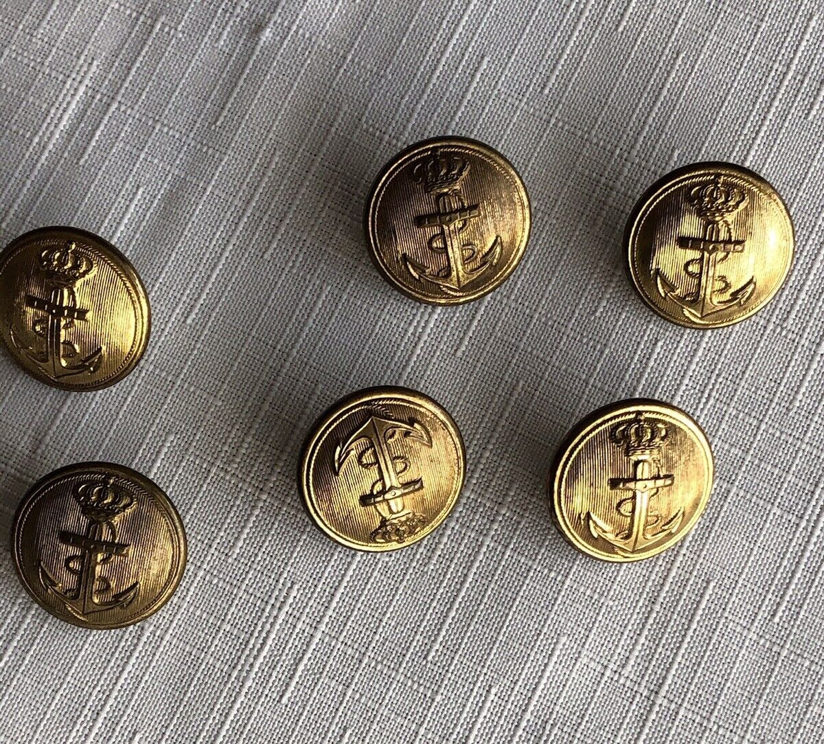 Rare, Six WWII Brass Uniform Buttons, Canadian Navy, Wm. Scully, Montreal