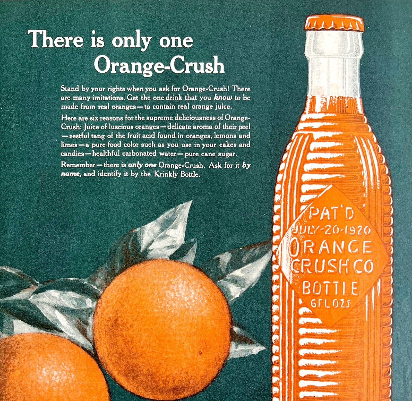 Wards Orange Crush 1927 Advertisement Lithograph Only One Soda Beverage HM1H