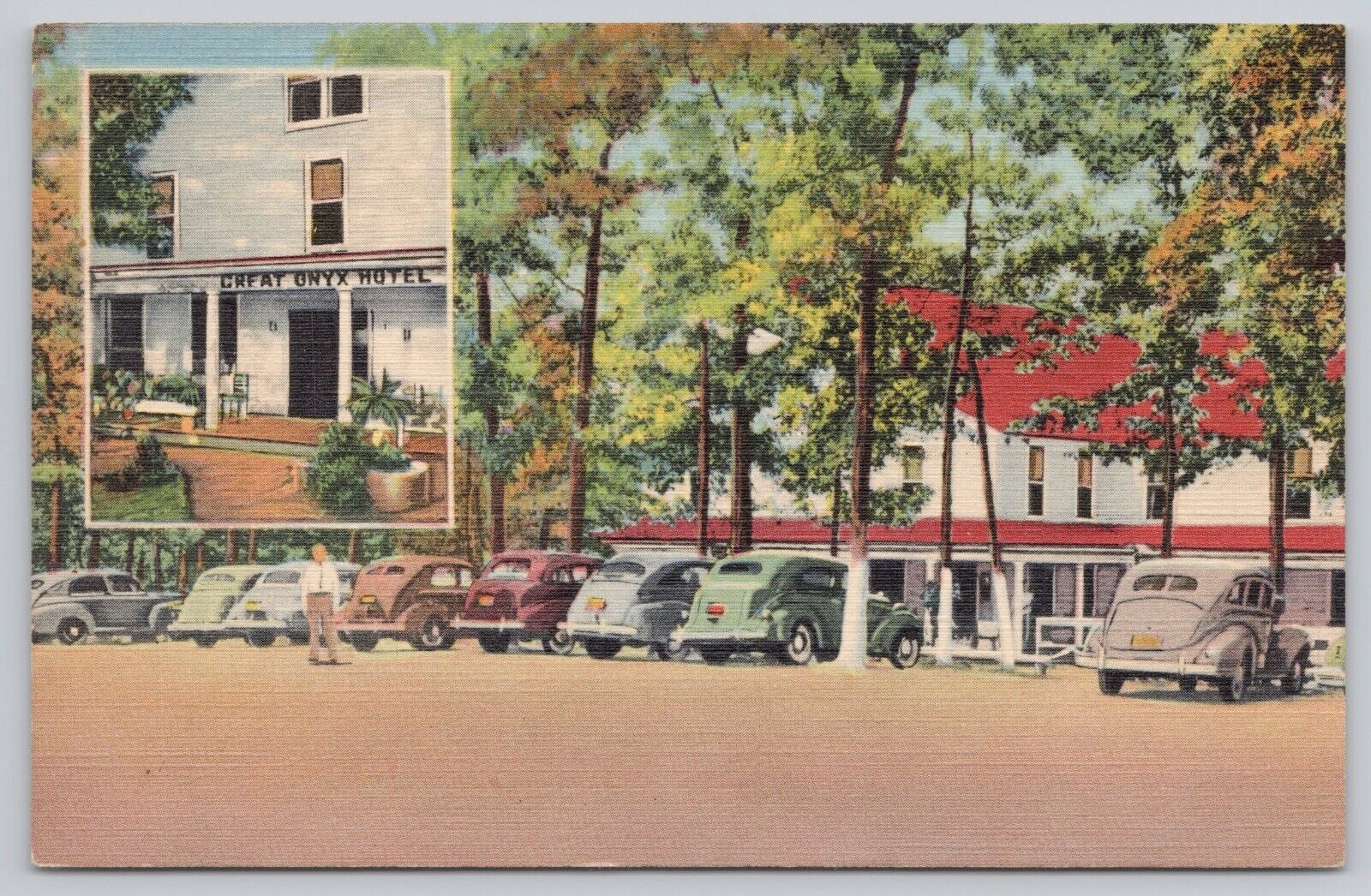 Great Onyx Cave Hotel Mammoth Cave Kentucky KY Vintage Linen Postcard
