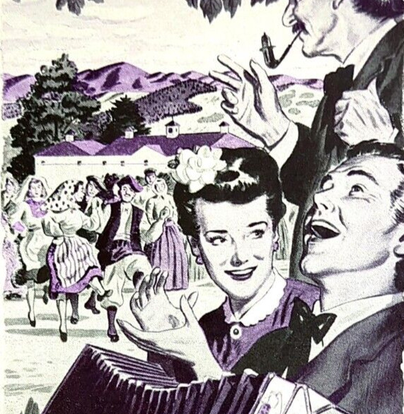 1944 Italian Swiss Colony Vintage Print Ad Asti California Man Lady Accordion