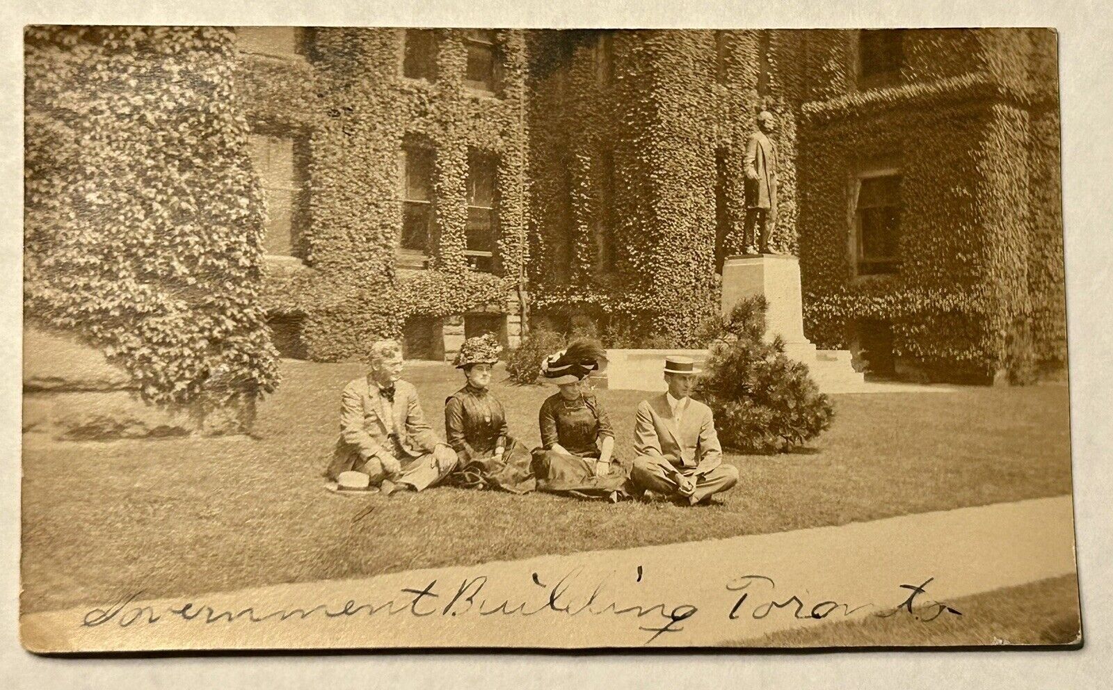 RPPC Toronto Illinois. Sitting In Front Of Government Building Vintage Postcard