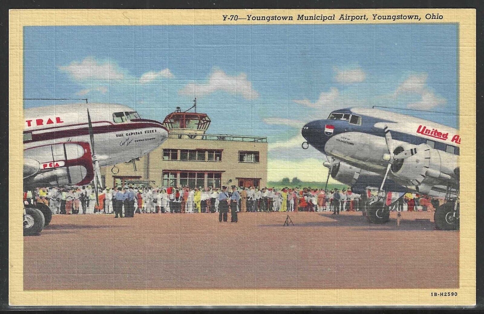 Youngstown Municipal Airport, Youngstown, Ohio, Early Linen Postcard, Unused